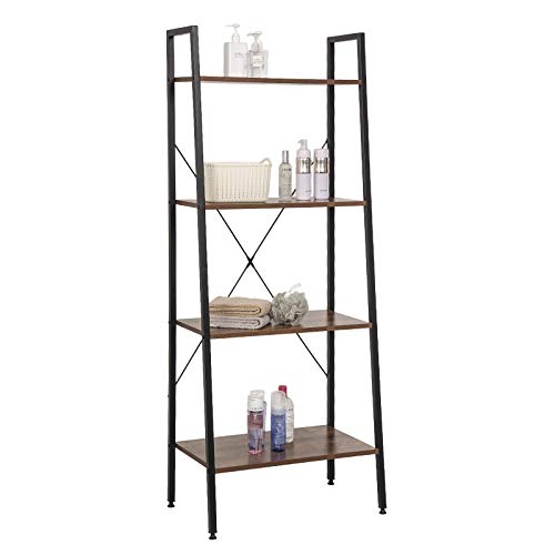 Miniatura 5 de Esituro Estante Para Piso Estantería Librería Estante De Cocina Estante De Almacenamiento De Organizador Multifuncional Para Libros Plantas Con 4 Estantes Metal Mdf 60x35x148cm Sstr0053