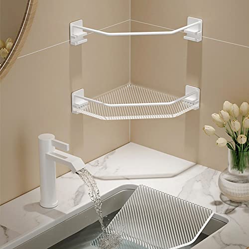 Étagère de rangement de douche blanche double layer trépied sans perforation - 6