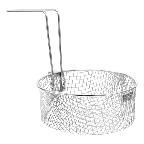 BRIGHTFUFU Deep Fryer Basket with Handle Chips Fry Basket Metal Multipurpose Stainless Steel Silver Cover