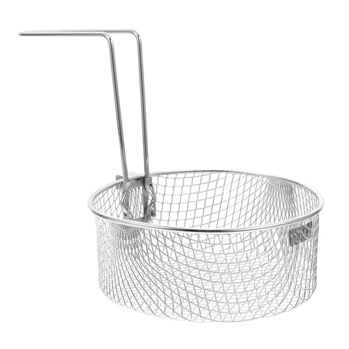 BRIGHTFUFU Deep Fryer Basket Frying Basket with Handle Chips Fry Basket Chips Frying Basket Deep Frying Basket Metal Fry Basket Chips Basket Multipurpose Frying Basket Stainless Steel Silver