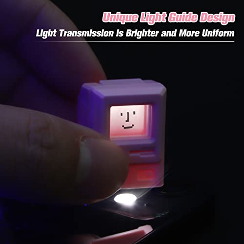 Image of HELOIA Custom Magnetic Light Transmission Keycaps for Esc and Tab Keys - Classic Retro Mechanical Backlit Keyboard for GK61 GK64 SK87 GH60 PC Gamer and Most Keyboards (Pink)