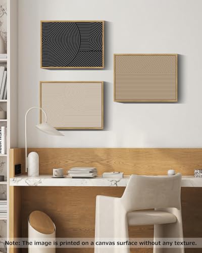 Drsoum Mid-Century Modern Framed Wall Art Minimalist Abstract Boho Neutral Line Wall Decor Geometric Artwork Kitchen Dining Room 11x14in Natural Framed - Image 6