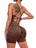 SISAY Tuta Corta Donna Schiena Incrociata Jumpsuit Short Palestra Body con Bretelle Sottili Monopezzo Senza Maniche Estivo Tinta Unita Tutina Intera Sportiva Tute da Ginnastica Yoga Fitness Jogging