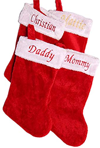 Treefrogg Apparel Set of 4 ~ Personalized Embroidered Christmas Stockings ~ Classic