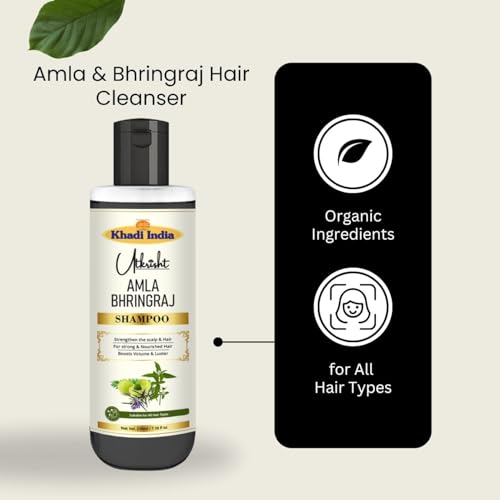 Image of Khadi Amla & Bhringraj Hair Shampoo | Reduces Hair Fall, Promotes Thick Hair | Ayurvedic, Chemical-Free Cleanser for All Hair Types - 840 (Pack of 4)
