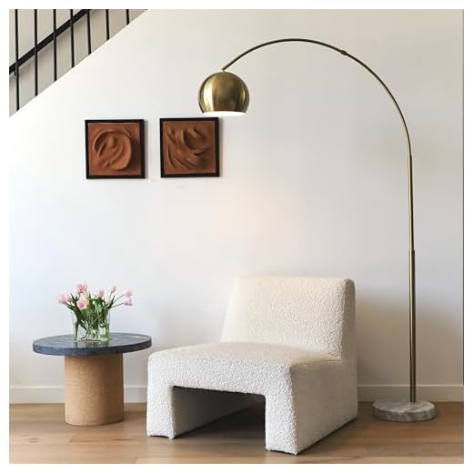 Brightech Olivia Floor Lamp, Arc Lamp for Living Rooms, Standing Lamp with LED Light Bulbs for Bedroom Reading, Great Living Room Décor, Tall Lamp for Offices – Brass/Gold