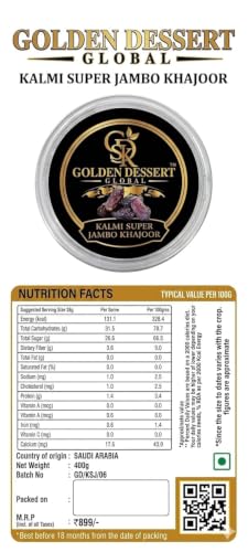 Image of Golden Dessert Global Premium Kalmi Jumbo Dates & Kalmi Super Jumbo Dates Combo Pack | Natural Seeded Khajoor | No Added Sugar | Rich in Fiber, Vitamins & Minerals | Healthy Dry Fruit Snack | Premium Quality