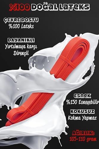Telvesse Direnç Bandı Kas Geliştirme Lastiği Fitness Pilates Cross Training Bant Yoga Push Up Barfiks Bandı (15 KG (KIRMIZI)) - Görsel 4