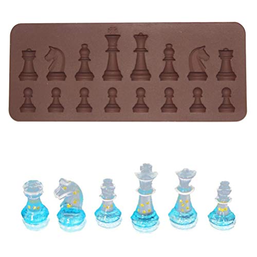 Angoily Molde de Silicone Xadrez 3D Peça de Xadrez Molde de Silicone Molde de Decoração de Bolo de C