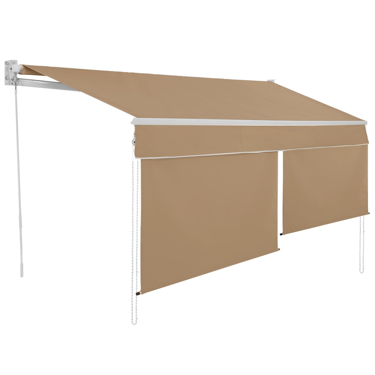 IDMarket - Store banne Manuel 4x3 M Taupe Lambrequin H.1,​40 M