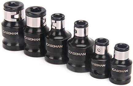 CASOMAN Bit Socket Adapter Set -1/4"Hex *3/8" Drive 1/4"Hex*1/2" Drive 5/16"Hex *1/2" Drive 1/4-Inch Dr. Hex Power Bit Holder,& 5/16" 1/4-Inch Dr. Hex Power Bit Holder Set 6 Piece Impact Coupler Set