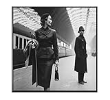  BaikalGallery Foto Vintage ENMARCADA Victoria Station London 1951 (P1070)- MOLDURA DE Aluminio Color Negro - Montaje EN Panel Adhesivo (Foam)- Laminado EN Mate (SIN Cristal) (60x60cm)