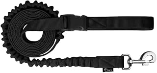 Chaba Ruckdämpfer Hundeleine mit Sicherheitskarabiner und Hüftgurt für Kleine und Mittelgroße Hunde | Bungee Leine Hund | Verstellbar 2.8-3.8M | Breite 1.6cm | 3 Tragemöglichkeiten | SCHWARZ