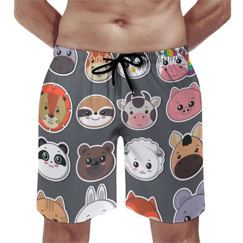 Maillot de bain homme cartoon animals séchage rapide swim trunk poches
