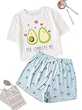 Art: Schlafanzug Sets DIDK Damen Cartoonmuster Top und Short Zweiteilig Sleepwear Pyjama Set Muster 17 L