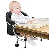 Hook on Chair with Removable Dining Tray, Portable Clip on High Chair Use at Most Tables, Fast Table Chair with Carry Bag, Travel Feeding Seat for Baby & Toddlers Visit The Toogel Store (Black)
