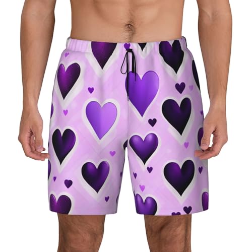 Short de bain pour homme imprimé cœurs violets respirant
