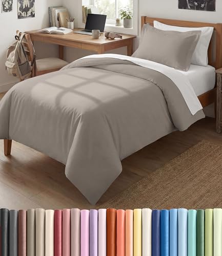 Image of Duvet Cover Twin /Twin XL Size Set - Extra Soft Twin /Twin XL Duvet Cover 68 inch x 90 inch with 1 Pillow Sham for Women, Men, Kids & Teens - Comfy, Easy-Care & Fade Free w / Zipper Closures & Ties (Light Grey)