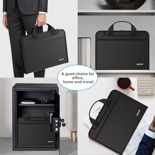 ENGPOW Accordion File Organizer, Fireproof Expanding File Folder with 13 Pockets Document Organizer with Handle & Labels, Portable Home Travel Safe Storage for Letter A4 Files and More, Black by ENGPOW - Image 7