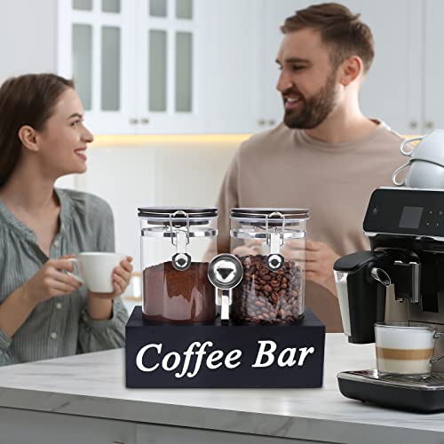 Wytaohzl Glass Coffee Containers With Shelf 2Pcs 54Oz Airtight Coffee Canister Set Jars With Locking Clamp Lid Spoons Glass Coffee Bean Storage For Ground Coffee Sugar Tea Nuts Kitchen Containers #TOP5