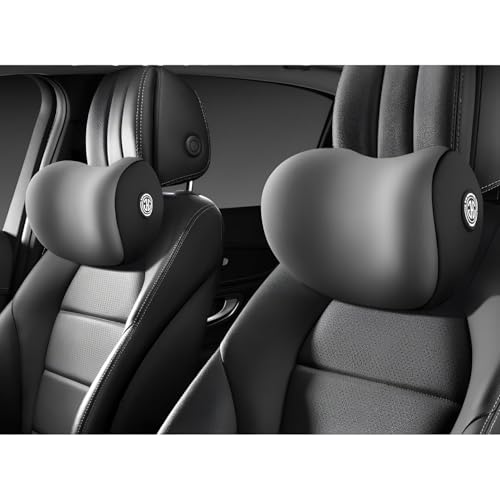 Brewup Memory Foam Car Neck Pillow for Long Drives - Adjustable Headrest for Neck Pain Relief, Breathable Removable Cover (Black)