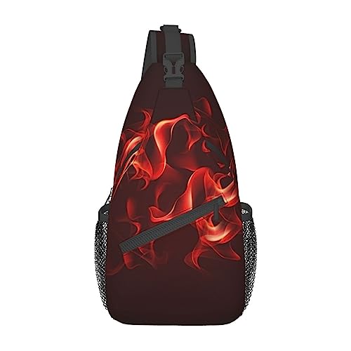 Sac à dos à bandoulière imprimé flamme rouge noir tendance streetwear
