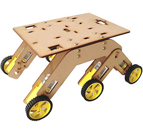 Image of 6 WD Wooden Smart Robot Chassis with Motor, Wheel, Wire, Switch, nutbolts for Engineering Robot Projects (Do It Yourself)