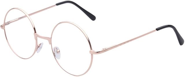 TRIXES Round Glasses Unisex Copper - Beatles Retro Sixties Style Clear Lens Glasses - Round Wire Costume Geek Glasses Accessories for Dress Up - Classic Vintage Design Spectacles