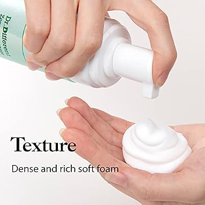 Dr.Different Zero Cleanser for Oily Skin - Sebum Control and Soothing for Acne Prone Skin, Hypoallergenic pH 5.5 Face Bubble Foaming Cleanser with Tea Tree Oil, 6.76 fl.oz.
