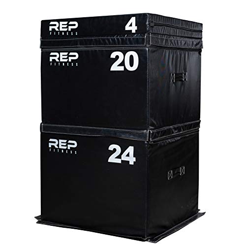 REP Fitness Stackable Soft Foam Plyo Box 4, 20 & 24" Set, Adjustable Plyometric Jump Box for Home Gym Workouts, Jumping Platform for Exercise, Step Training, HIIT & CrossFit