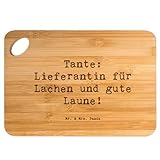 Mr. & Mrs. Panda Bambus - Schneidebrett Spruch Tante Lieferantin - Geschenk, Lachen, Frühstücksbrett, Liebe, Dankbarkeit, persönliche Erinnerungen,