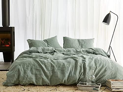 3 Piece Linen Bedding Set, Stonewashed C…