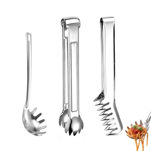 DASHUI 3 Stück Nudelzange Edelstahl Set Praktische Spaghettizange Edelstahl für Backen und Kochen von Nudeln Braten von Fleisch Spülmaschinenfest
