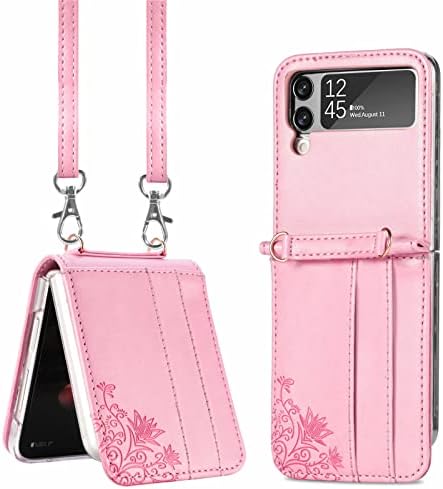For Samsung Galaxy Z Flip 3 Case, Premium PU Leather Wallet Flip Case Cover with Card Slots for Samsung Galaxy Z Flip 3 5G Folding Phone Cover (Galaxy Z Flip 3 5G, Purple)