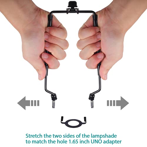 2Pack Hzhfcb 7 8 9 10 Inch Lamp Shade Harp Holder,Adjustable Lamp Harp Kit,Fit 3/8 Ip Standard,E14,E26,E27 Light Base Uno Fitter Adapter,Black Horn Frame Lampshade Bracket(Black) #TOP2