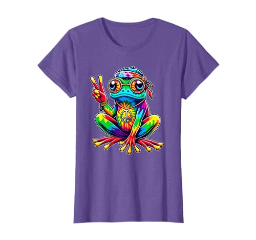 Hippie Tie-Dye Frog, 60s Party & 70s Costume, Peace Sign T-Shirt