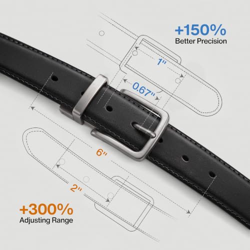 BULLIANT Men's Reversible Leather Belt Trimmable 1.25"-2 IN 1-Gift Boxed