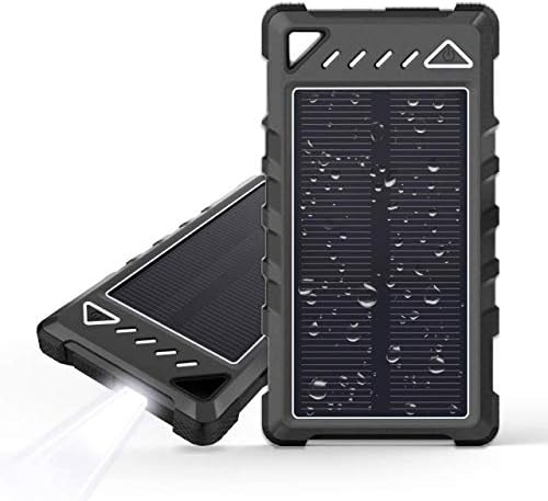 Portable Solar Charger, BEARTWO 10000mAh Ultra-Compact External batteries with Dual USB Ports, Solar Power Bank with Flashlight for Camping, Outdoor Activities