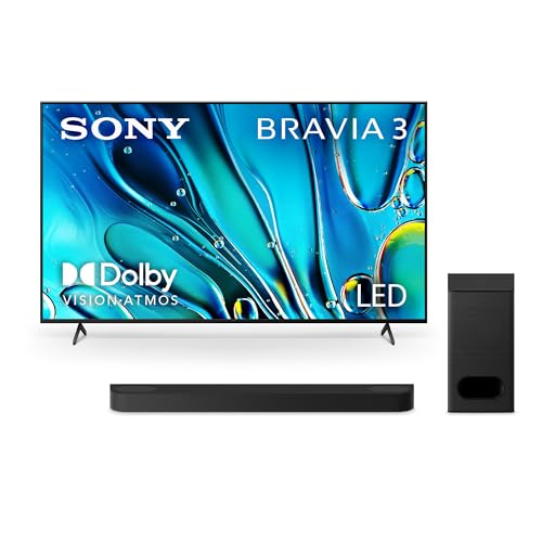 Image of Sony 75-Inch 4K Ultra HD BRAVIA 3 LED Smart TV (K-75S30) 2024 Model + BRAVIA Theater Bar 6 3.1.2ch Sound Bar with Wireless Subwoofer Bundle