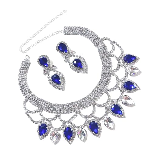 Conjunto de collar y aretes de diamantes de imitación hechos a mano para mujer