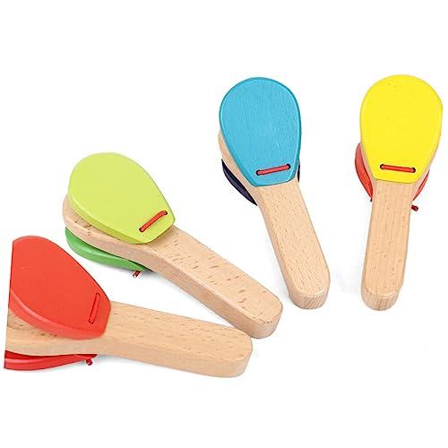 HANABASS Holz Kastagnetten Mit Langem Griff Spielzeug Musikinstrument Schlaginstrument Spielzeug Aus Holz Handklatscher Für Kleinkinder Leichte Klatscher Für Musikunterricht
