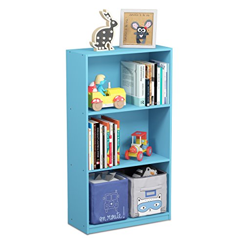 Furinno BASIC Book Shelf, 3-Tier Modern Bookshelf, Bookcase with Open Shelves, 9.3 x 21.8 x 39.5, for Living Room, Bedroom, Home Office, Light Blue by Furinno - Used condition - US$26.61