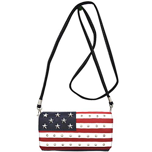 American Flag Stars and Stripes Western Country Purse Single Shoulder Bags Women Blocking Wristlet Wallet2