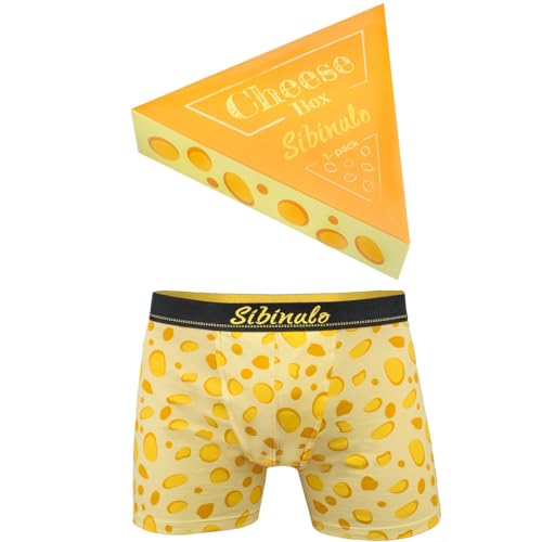 Sibinulo - Herren Lustige Käse Boxershorts Trunks, Gelegenheiten, Baumwolle, 1 Paar, Größen L