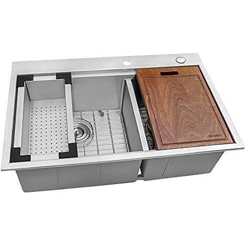 Ruvati 33x22-in 60/40 Workstation Drop-in Double Kitchen Sink - RVH8035