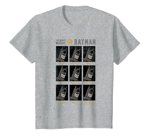 Image of DC Originals The Many Moods of Batman T-Shirt, Youth, Heather Grey, Medium
