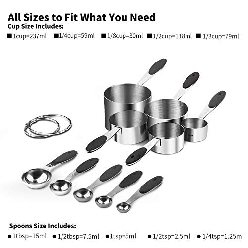 Image of U-Taste Measuring Cups Spoons Set, 18 /8 Stainless Steel, 10Pcs, Black