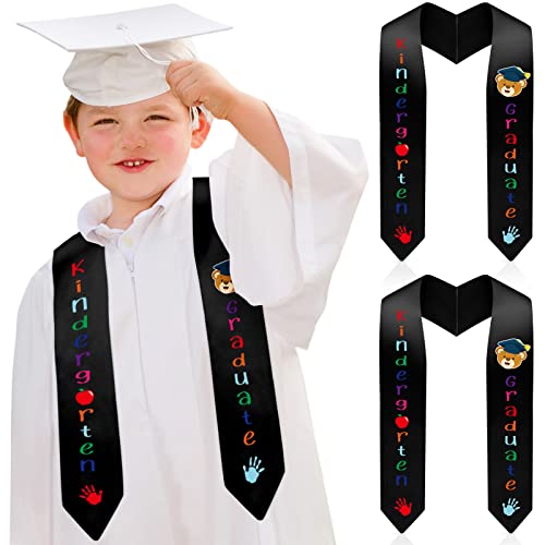 2 Pcs 2023 Preschool Graduation Stole Kindergarten Graduate Stole For Kids Girls Child Boys Pre K Graduation Satin Stole (Black, Preschool) #TOP12