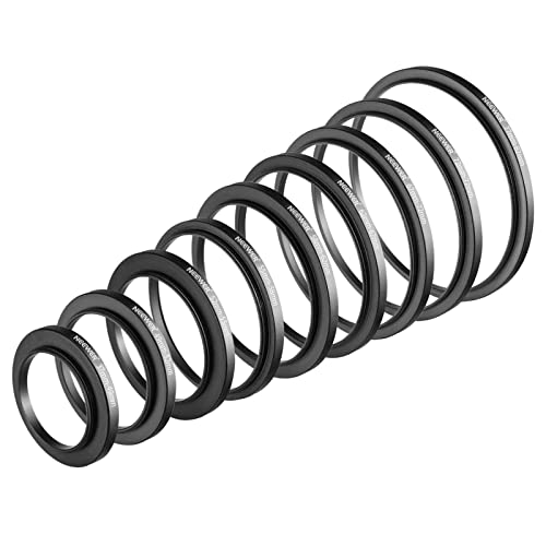 Image of Neewer 9 Pieces Lens Filter Rings Set, Made of Anodized Aluminum, Includes: 37-49mm, 49-52mm, 52-55mm, 55-58mm, 58-62mm, 62-67mm, 67-67mm, 8-2.8 35 inch 72-77mm 77-82mm