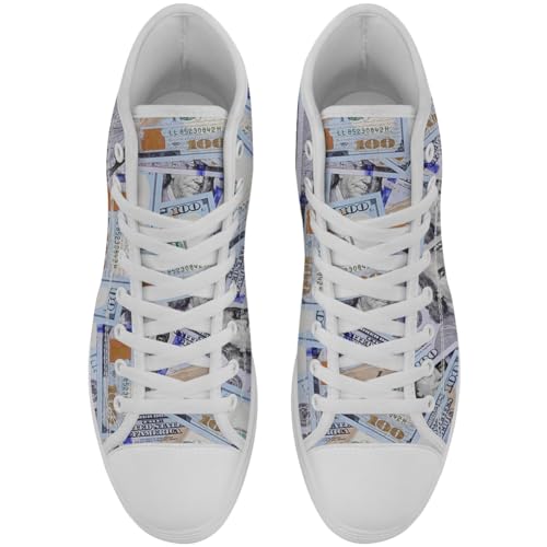 Women's Men's Money High Top Shoes Dollar High Top Canvas Sneakers4
